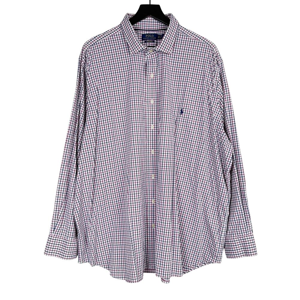 Polo Ralph Lauren Performance Button Down Shirt Blue Pink - 3XB 3X Big